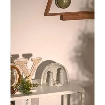 WONDROUS' DECO Porcelain Nativity Scene Set,4Pcs Ceramic Christmas Tabletop Scene-4.5" Tall,Small Modern Nativity Ornament,Christmas Indoor Decor,Mini Sets&Nativity Figures,Unique Xmas