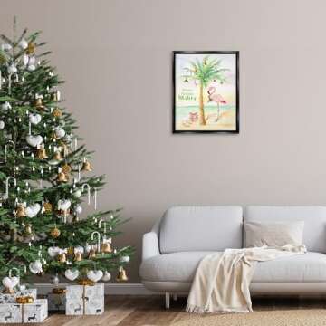 Stupell Industries Tropical Flamingo Christmas Framed Floater Canvas Wall Art by Melissa Hyatt LLC