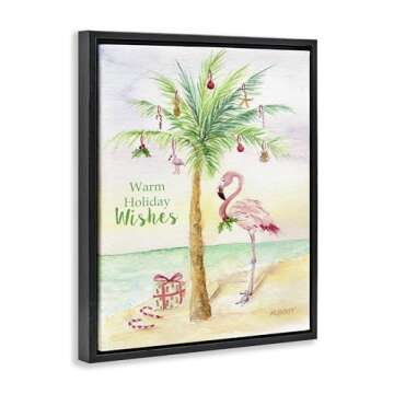 Stupell Industries Tropical Flamingo Christmas Framed Floater Canvas Wall Art by Melissa Hyatt LLC