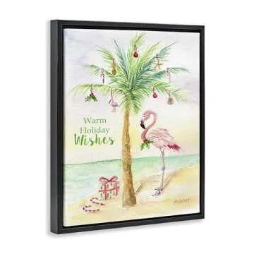 Stupell Industries Tropical Flamingo Christmas Framed Floater Canvas Wall Art by Melissa Hyatt LLC