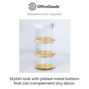 OfficeGoods 3-Tier Stackable Acrylic Holder- Stylish Desk Organizer and Storage for Office or Home ?...