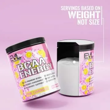 EVL BCAAs Amino Acids Powder - BCAA Energy Pre Workout Powder for Muscle Recovery Lean Growth and Endurance - Rehydrating Post Workout Recovery Drink with Natural Caffeine - Pink Lemonade