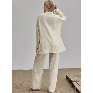 Stylish Floerns 2 Piece Slit Hem Blouse & Wide Leg Pants Set