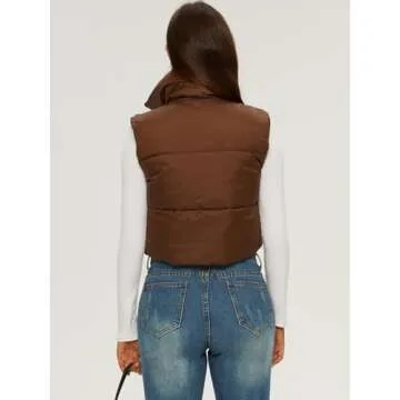 Stylish Cropped Puffer Vest for Women with Pockets