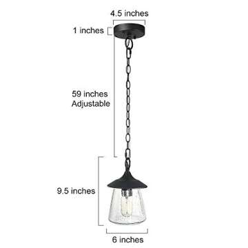 LOG BARN Outdoor Pendant Light, Porch Fixture in Black Metal