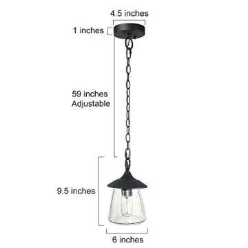 LOG BARN Outdoor Pendant Light, Porch Fixture in Black Metal
