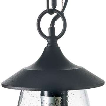 LOG BARN Outdoor Pendant Light, Porch Fixture in Black Metal