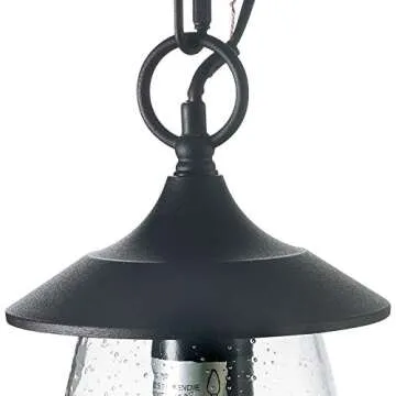 LOG BARN Outdoor Pendant Light, Porch Fixture in Black Metal