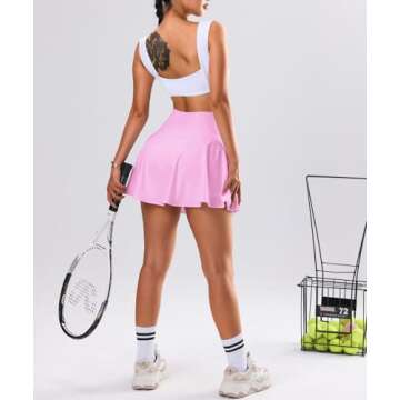 Navneet Women Tennis Skirts with Pockets High Waisted Golf Skirts Pleated Mini Skirt Pickleball Workout Sport Athletic Skorts, Light Hot Pink, S