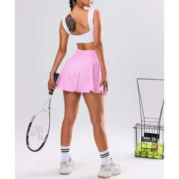 Navneet Women Tennis Skirts with Pockets High Waisted Golf Skirts Pleated Mini Skirt Pickleball Workout Sport Athletic Skorts, Light Hot Pink, S