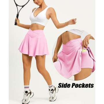 Navneet Women Tennis Skirts with Pockets High Waisted Golf Skirts Pleated Mini Skirt Pickleball Workout Sport Athletic Skorts, Light Hot Pink, S