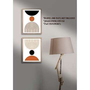 Midcentury Geometric Terracota Abstract Art Prints - Modern Contemporary Wall Decor - Set of 2-11x14 - Unframed