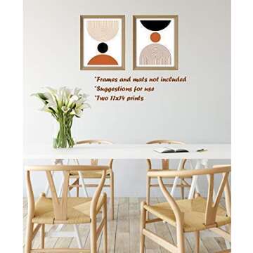 Midcentury Geometric Terracota Abstract Art Prints - Modern Contemporary Wall Decor - Set of 2-11x14 - Unframed