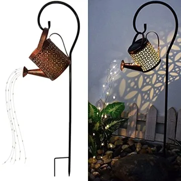 Merrytech Solar Lanterns - Outdoor Waterproof Metal Watering Can Yard Art