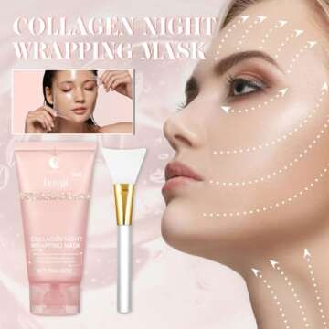 Collagen Overnight Wrapping Peel Off Facial Mask Pack, Collagen Night Wrapping Mask, Hydrates and Ti...
