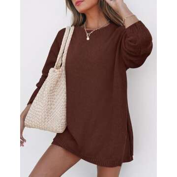 ZESICA Women's Two Piece Sweater Lounge Sets 2024 Fall Casual Knit Trendy Tunic and Shorts Outfits R...