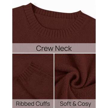 ZESICA Women's Two Piece Sweater Lounge Sets 2024 Fall Casual Knit Trendy Tunic and Shorts Outfits Red Brown S