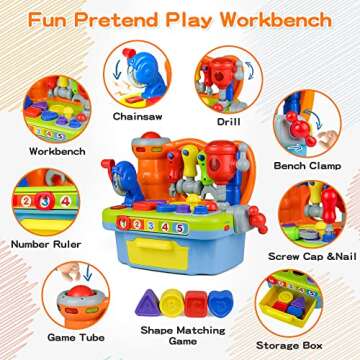 Woby Multifunctional Musical Learning Tool Workbench Toy Set for Kids with Shape Sorter Tools