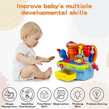 Woby Multifunctional Musical Learning Tool Workbench Toy Set for Kids with Shape Sorter Tools
