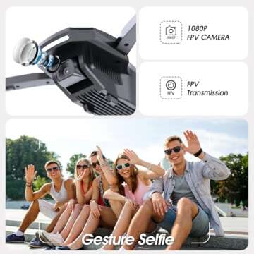 DEERC Drone with Camera, D70 Drones with Camera for Adults 1080P HD, RC Quadcopter for Beginners with 2 Batteries, Kids Toy Easy to Play, Auto Hover, Voice Control, APP Control, 3D Flips