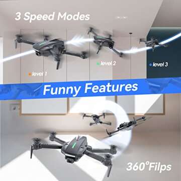 DEERC Drone with Camera, D70 Drones with Camera for Adults 1080P HD, RC Quadcopter for Beginners with 2 Batteries, Kids Toy Easy to Play, Auto Hover, Voice Control, APP Control, 3D Flips