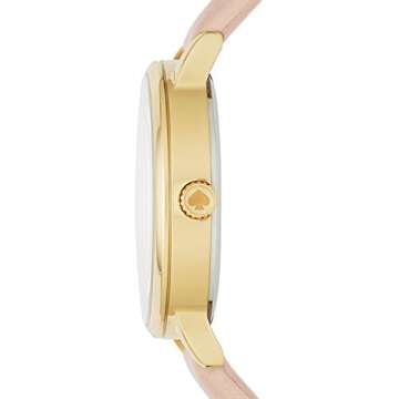 Kate Spade New York Women's Metro Quartz Metal and Leather Three-Hand Watch, Color: Gold, Nude (Mode...
