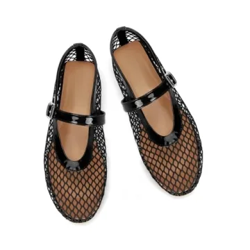 Stylish DOEYG Black Mesh Ballet Flats for Women
