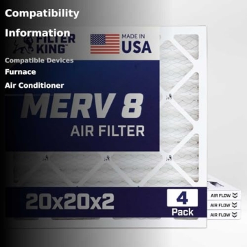MERV 8 Air Filter 4-Pack | Filter King 20x20x2