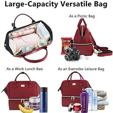 Weitars Lunch Bag for Women,Lunch Backpack Women Lunch Bag For Work Insulated Dual Compartment Lunch Box,Wide-Open Lunch Tote Cooler Purse with Shoulder Strap,For Picnic Hiking