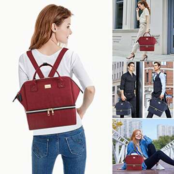 Weitars Lunch Bag for Women,Lunch Backpack Women Lunch Bag For Work Insulated Dual Compartment Lunch Box,Wide-Open Lunch Tote Cooler Purse with Shoulder Strap,For Picnic Hiking