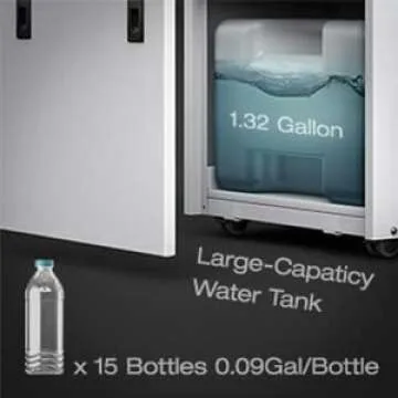 Kesnos 155 Pint Commercial Dehumidifier with 6.56 ft Drain Hose and 1.32 Gallon Water Tank for Space up to 7500 Sq. Ft - 24 Hr Timer Ideal for Basements, Industrial or Commercial Spaces and Job Sites