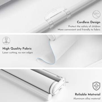 SHADESLINE Cordless Upgraded 100% Blackout Roller Shade, Window Blind with Thermal Insulated, UV Pro...