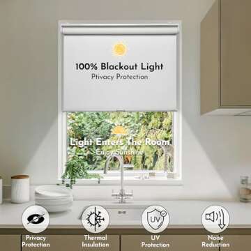 SHADESLINE Cordless Upgraded 100% Blackout Roller Shade, Window Blind with Thermal Insulated, UV Protection Fabric. Easy to Install. (Maximum Height 80") (Light Brown Color) (41" Wide)