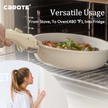 CAROTE Removable Handle White, Detachable Removable Pan Handle,Universal Pot Handle Replacement,Suitable for All Cookware