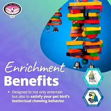 Super Bird Creations - SB477 XL Woodpile Bird Toy - Vibrant Bird Toys for Macaws, African Greys, Cockatoos, Eclectus, Parrots - Enriching Bird Toy with Chewable Elements - Large to XL Bird Size