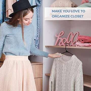 HOUSE DAY Black Plastic Hangers 24 Pack, Space Saving Coat Hangers, Clothes Hanger with Non Slip Hooks, Plastic Clothing Hangers for Closet, Ideal for Everyday Use on Shirts, Coats, Pants, Dress