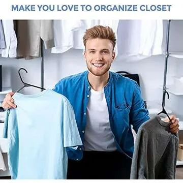 HOUSE DAY Space Saving Black Plastic Hangers - 24 Pack