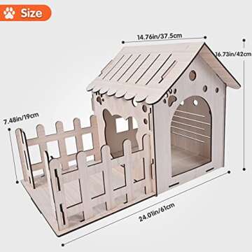 Extra Large Wooden Rabbit Castle - Wood Cat Beds for Indoor Cats, Rabbit Hideout Bunny House Luxurious Small Animal Rest and Play House for Chinchilla Guinea Pig Hamster Hideout Habitat