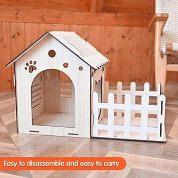 Extra Large Wooden Rabbit Castle - Wood Cat Beds for Indoor Cats, Rabbit Hideout Bunny House Luxurious Small Animal Rest and Play House for Chinchilla Guinea Pig Hamster Hideout Habitat