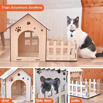 Extra Large Wooden Rabbit Castle - Wood Cat Beds for Indoor Cats, Rabbit Hideout Bunny House Luxurious Small Animal Rest and Play House for Chinchilla Guinea Pig Hamster Hideout Habitat