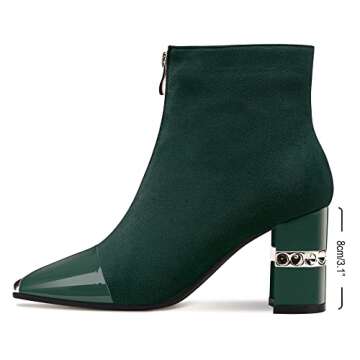 Jimishow Ankle Booties Block Heeled Winter Autumn Suede Short Boots For Women Chunky High Heel Squar...