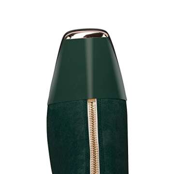 Jimishow Ankle Booties Block Heeled Winter Autumn Suede Short Boots For Women Chunky High Heel Square Toe Front Zipper Boots Green Size 10