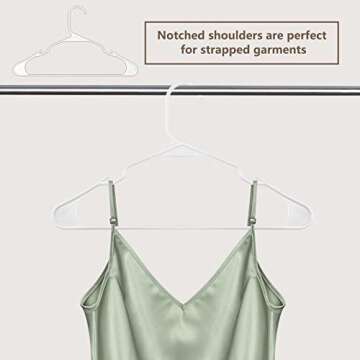 MecTo Hangers 50 Pack, Plastic White Notched Coat Hanger Space Saving Tubular Heavy Duty Clothes Hangers for Everyday Standard Use on Suits Coats Pants Dress Shirts (White, 50 Pack)