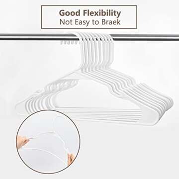 MecTo Hangers 50 Pack, Plastic White Notched Coat Hanger Space Saving Tubular Heavy Duty Clothes Hangers for Everyday Standard Use on Suits Coats Pants Dress Shirts (White, 50 Pack)