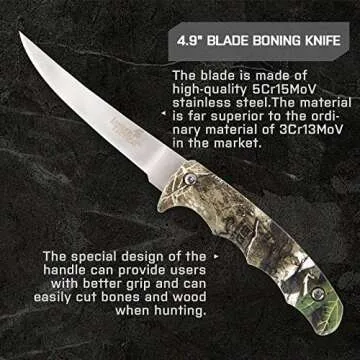 Field Dressing Kit Hunting Knife Set Deer Cleaning Kit Skinning Knife Real Tree Edge Camo, 7-Piece Portable Hunting Accessories for Men, Hunting Stuff, Hunters, for Hunting, Fishing, Camping, Survival