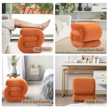 Versatile FOXHUNTER Velvet Ottoman for Modern Homes