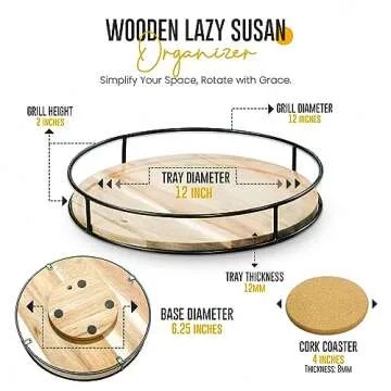 Stylish DECORSTATION 12 Inch Lazy Susan for Dining Table