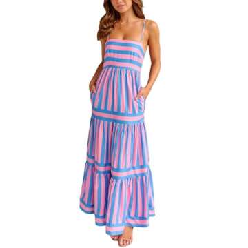 Stylish Women Striped Maxi Dress for Summer Occasions