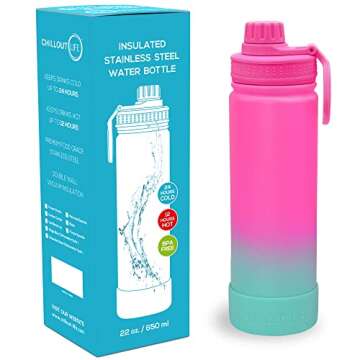 CHILLOUT LIFE 22 oz Kids Insulated Water Bottle for School with Leakproof Spout Lid and Cute Waterpr...
