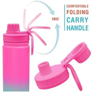 CHILLOUT LIFE 22 oz Kids Insulated Water Bottle for School with Leakproof Spout Lid and Cute Waterproof Stickers, Personalized Stainless Steel Thermos Flask Metal Water Bottle, Frozen Slushy